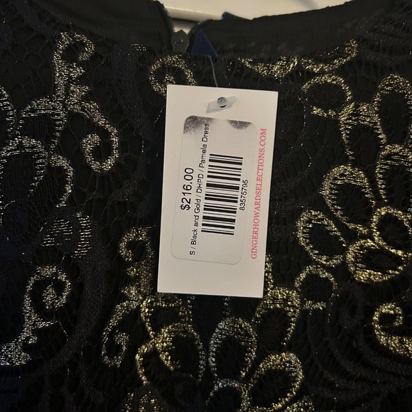 Beautiful Black and Gold Lace Cocktail Dress - Picture 2 of 6